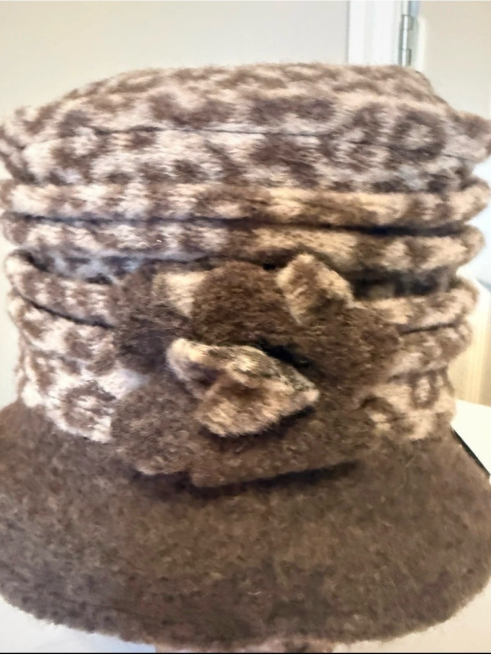 Plush Bucket Hat with Floral Accent